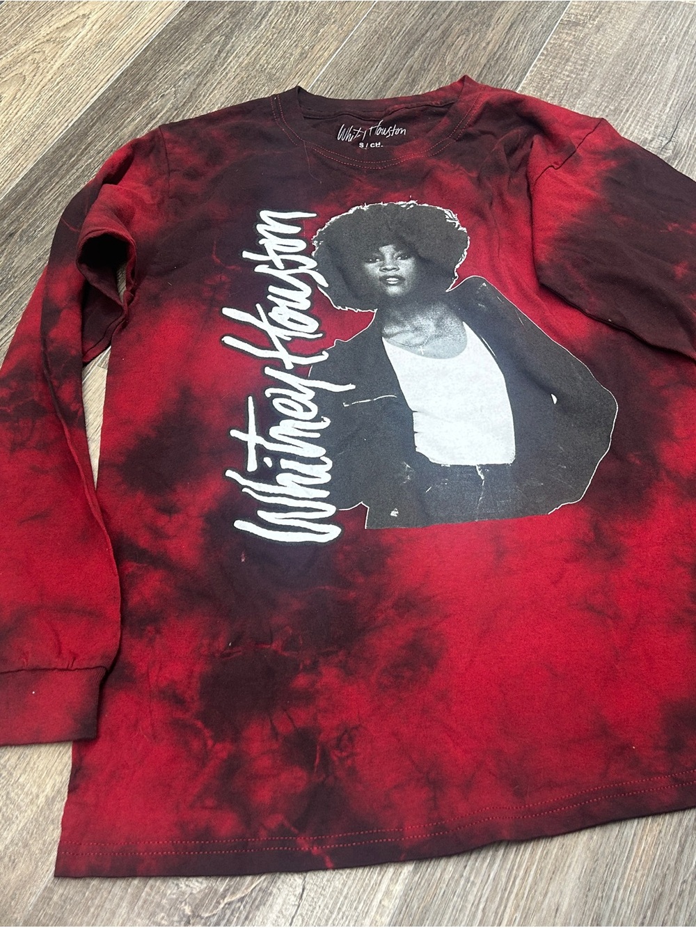 Whitney Houston Red & Black Tie-Dye Graphic Sweatshirt
